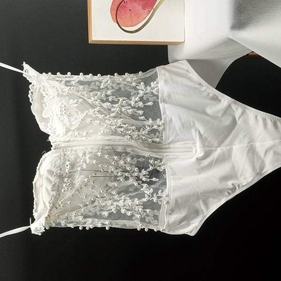 Fashion Nova PEARL BUSTIER BODYSUIT SIZE SMALL - Picture 6 of 6